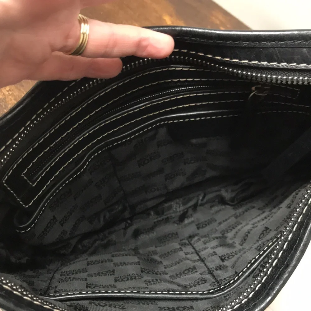 Michael Kors Black Leather Shield Hobo Bag